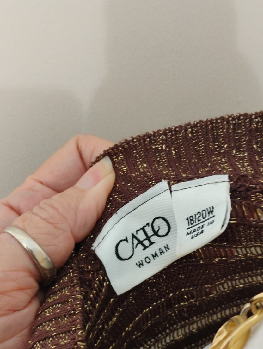 Cato Metallic Brown Open-Front Ribbed Cardigan - Picture 6 of 6